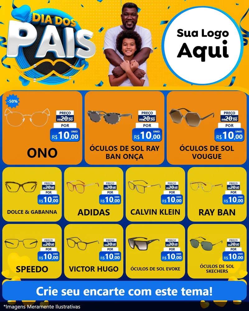 Modelo de Rede Social para Feed Instagram com o tema Dia dos Pais para Óticas