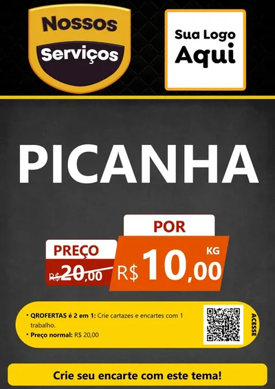 Modelo de Cartaz para Cartaz A4 Vertical com o tema Nossos Serviços para Açougue