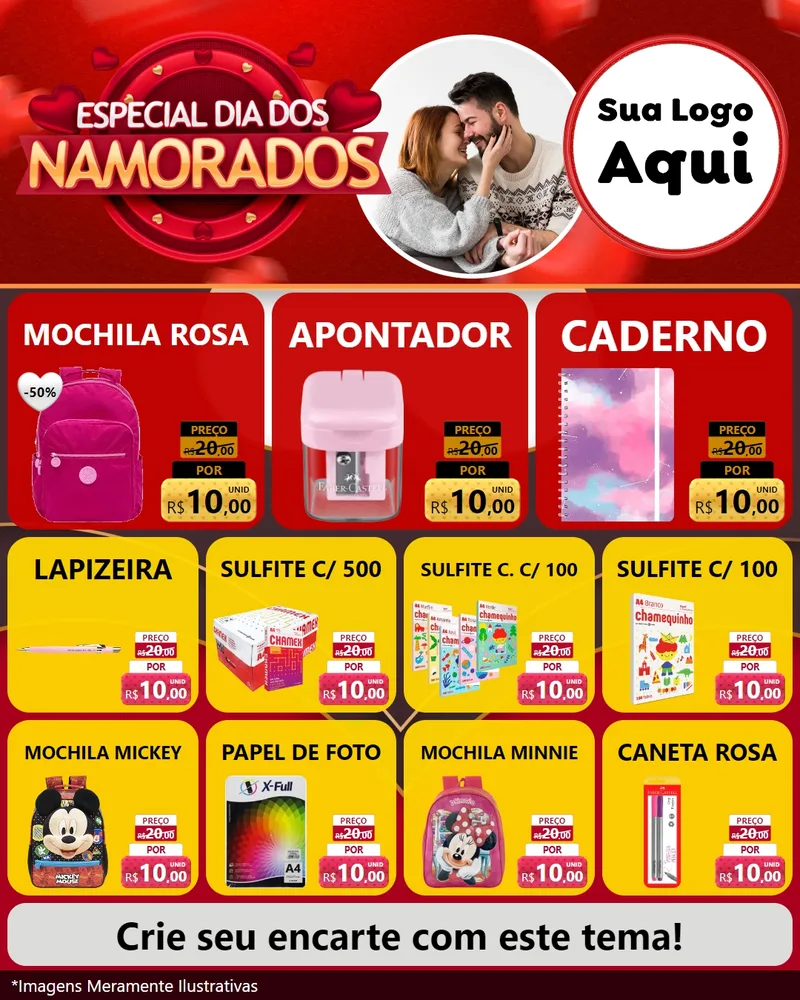 Modelo de Rede Social para Feed Instagram com o tema Especial Dia Dos Namorados para Papelaria