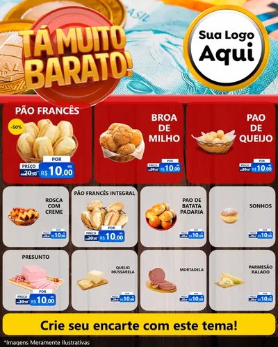 Modelo de Rede Social para Feed Instagram com o tema Está Muito Barato para Padaria