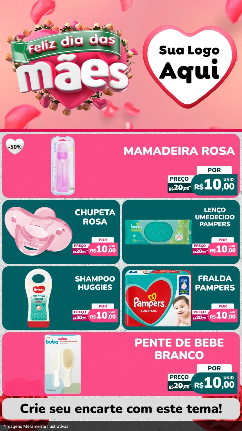 Modelo de TV para TV Vertical com o tema Feliz Dia das Mães para Bebês