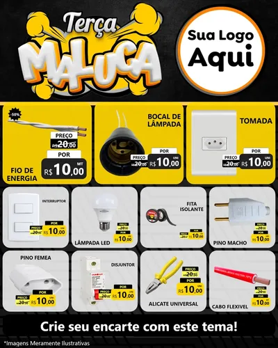 Modelo de Rede Social para Feed Instagram com o tema Terça Maluca para Materiais Elétricos