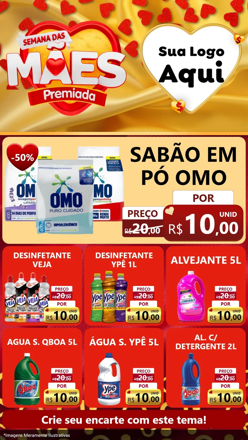 Modelo de Rede Social para Stories com o tema Semana das Mães Premiada para Produtos de Limpeza