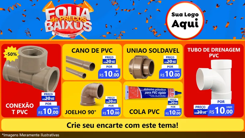 Modelo de TV para TV Horizontal com o tema Folia de Preços Baixos para Tubos e conexões