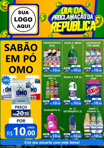 Modelo de Encarte para Encarte A4 Vertical com o tema Dia Da Proclamação da República para Produtos de Limpeza
