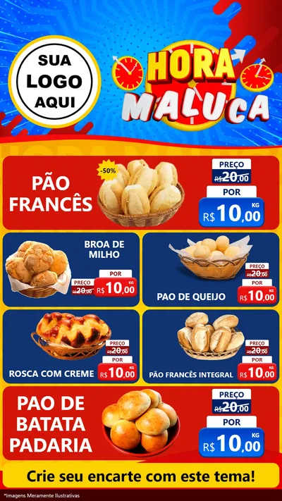 Modelo de TV para TV Vertical com o tema Hora Maluca para Padaria