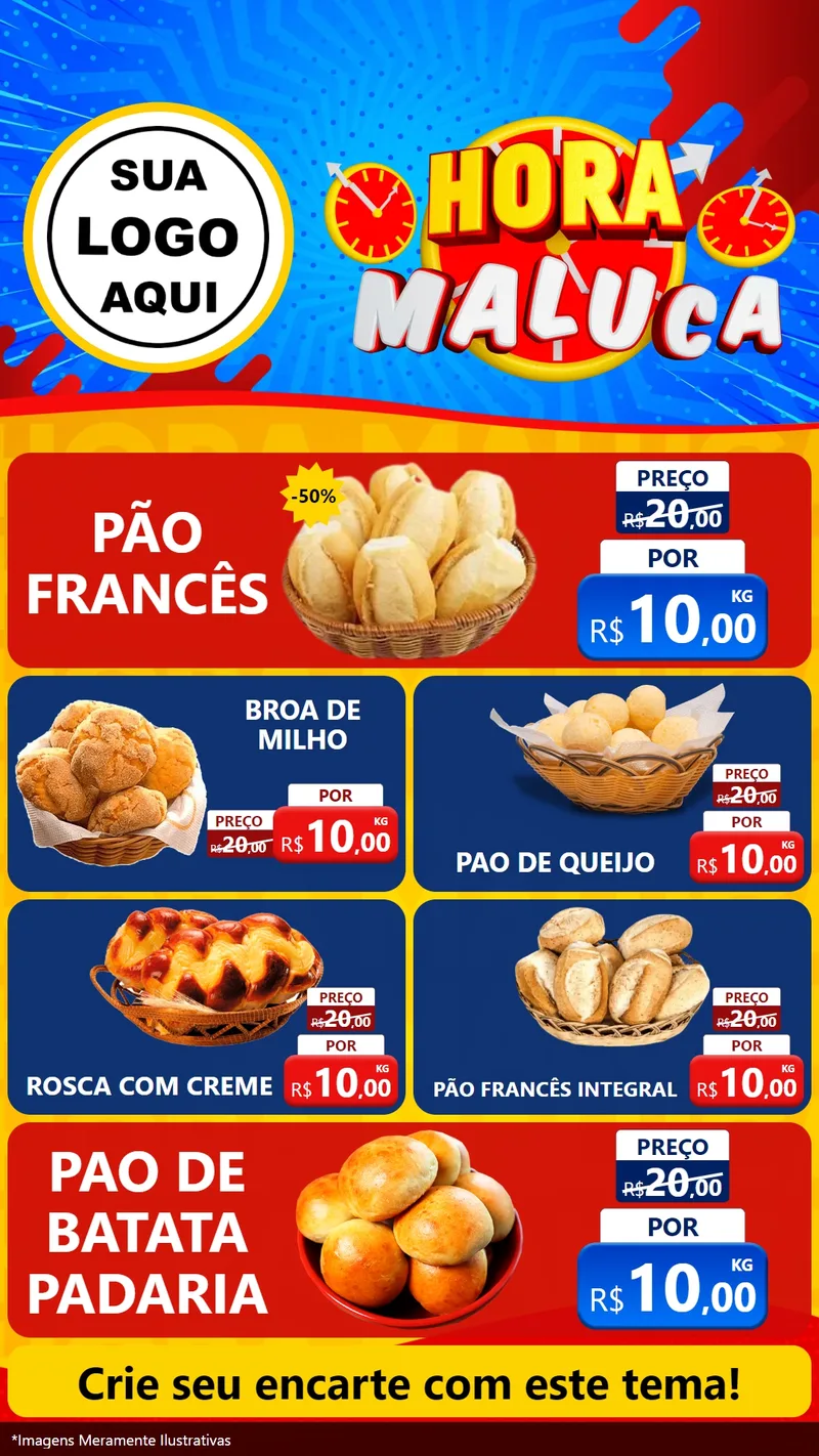 Modelo de TV para TV Vertical com o tema Hora Maluca para Padaria