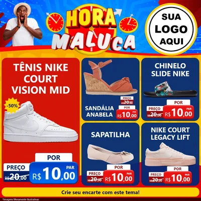 Modelo de Rede Social para Feed Facebook com o tema Hora Maluca para Calçados
