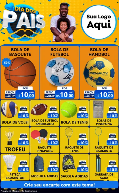 Modelo de Encarte para Encarte Grande com o tema Dia dos Pais para Artigos Esportivos