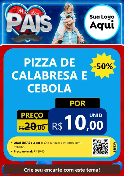 Modelo de Cartaz para Cartaz A4 Vertical com o tema Mês Dos Pais para Pizzaria