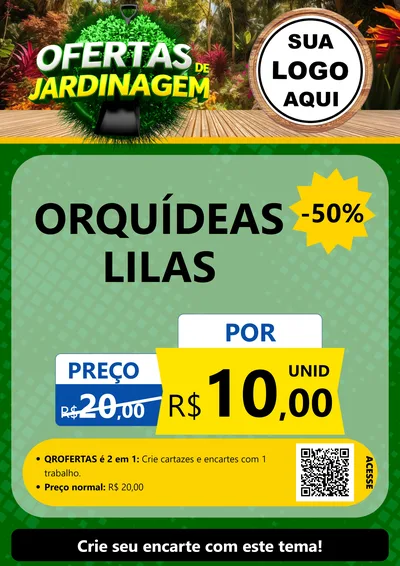 Modelo de Cartaz para Cartaz A4 Vertical com o tema Ofertas de Jardinagem para Floricultura e jardim