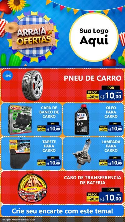 Modelo de TV para TV Vertical com o tema Arraiá de Ofertas para Auto peças