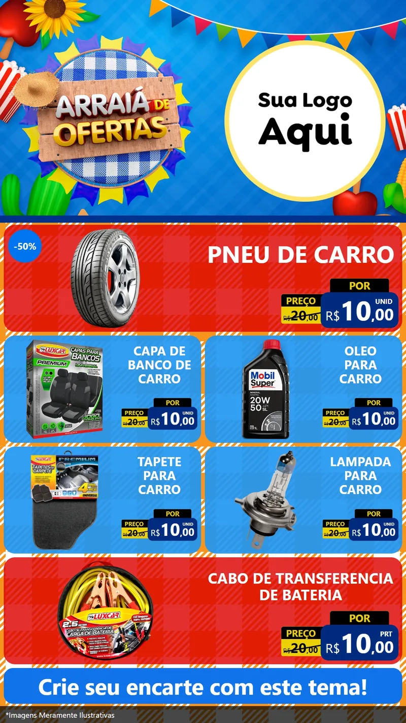 Modelo de TV para TV Vertical com o tema Arraiá de Ofertas para Auto peças