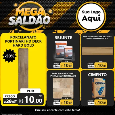 Modelo de Rede Social para Feed Facebook com o tema Mega Saldão para Pisos e revestimentos