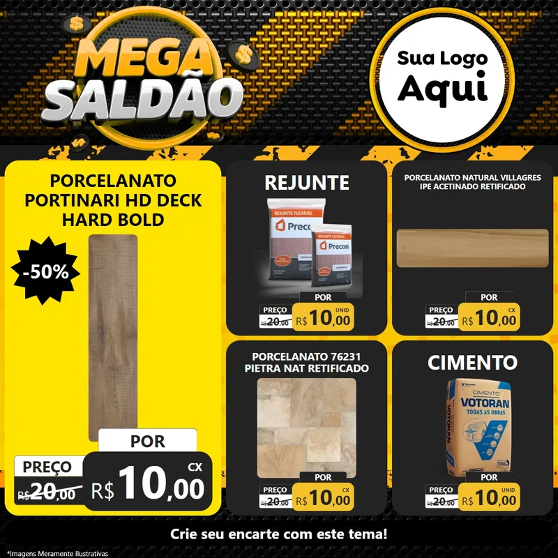 Modelo de Rede Social para Feed Facebook com o tema Mega Saldão para Pisos e revestimentos