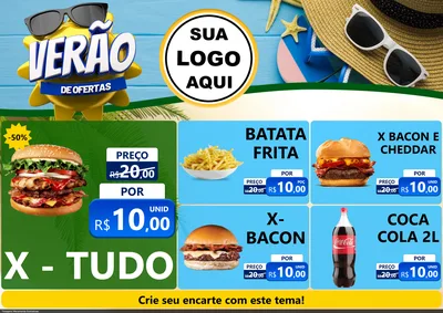 Modelo de Encarte para Encarte A4 Horizontal com o tema Verão de Ofertas para Hamburgueria