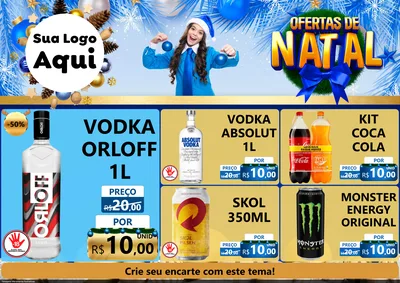 Modelo de Encarte para Encarte A4 Horizontal com o tema Ofertas de Natal para Distribuidora de bebidas