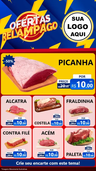 Modelo de Rede Social para Stories com o tema Ofertas Relâmpago para Açougue