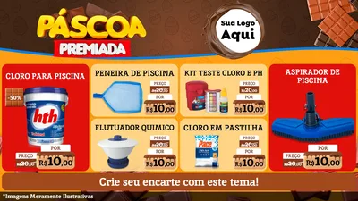 Modelo de TV para TV Horizontal com o tema Páscoa Premiada para Produtos para Piscina