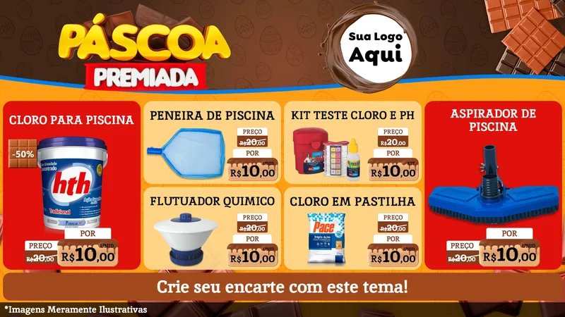 Modelo de TV para TV Horizontal com o tema Páscoa Premiada para Produtos para Piscina