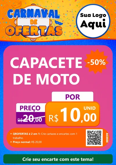 Modelo de Cartaz para Cartaz A4 Vertical com o tema Carnaval de Ofertas para Moto peças