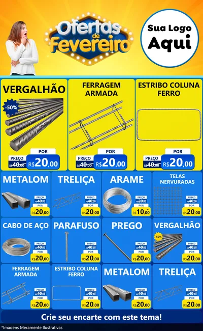 Modelo de Encarte para Encarte Grande com o tema Ofertas de Fevereiro para Ferragens
