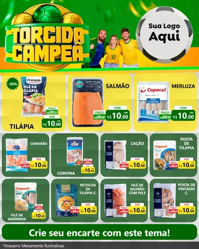 Modelo de Rede Social para Feed Instagram com o tema Torcida Campeã - Copa para Peixaria