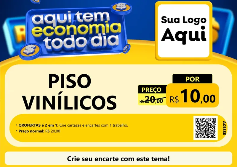 Modelo de Cartaz para Cartaz A4 Horizontal com o tema Aqui Tem Economia Todo Dia para Material para Construção