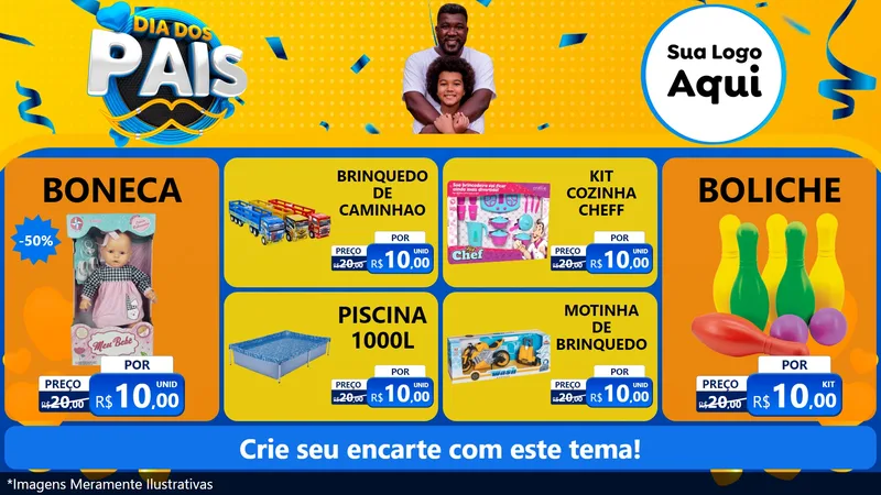 Modelo de TV para TV Horizontal com o tema Dia dos Pais para Brinquedos