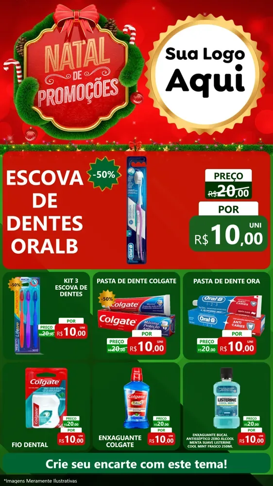 Modelo de Rede Social para Stories com o tema Natal de Promoções para Higiene Pessoal