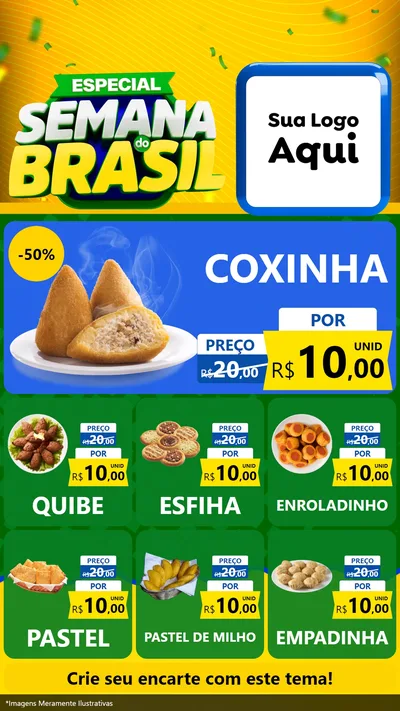 Modelo de Rede Social para Stories com o tema Especial Semana do Brasil para Salgadaria