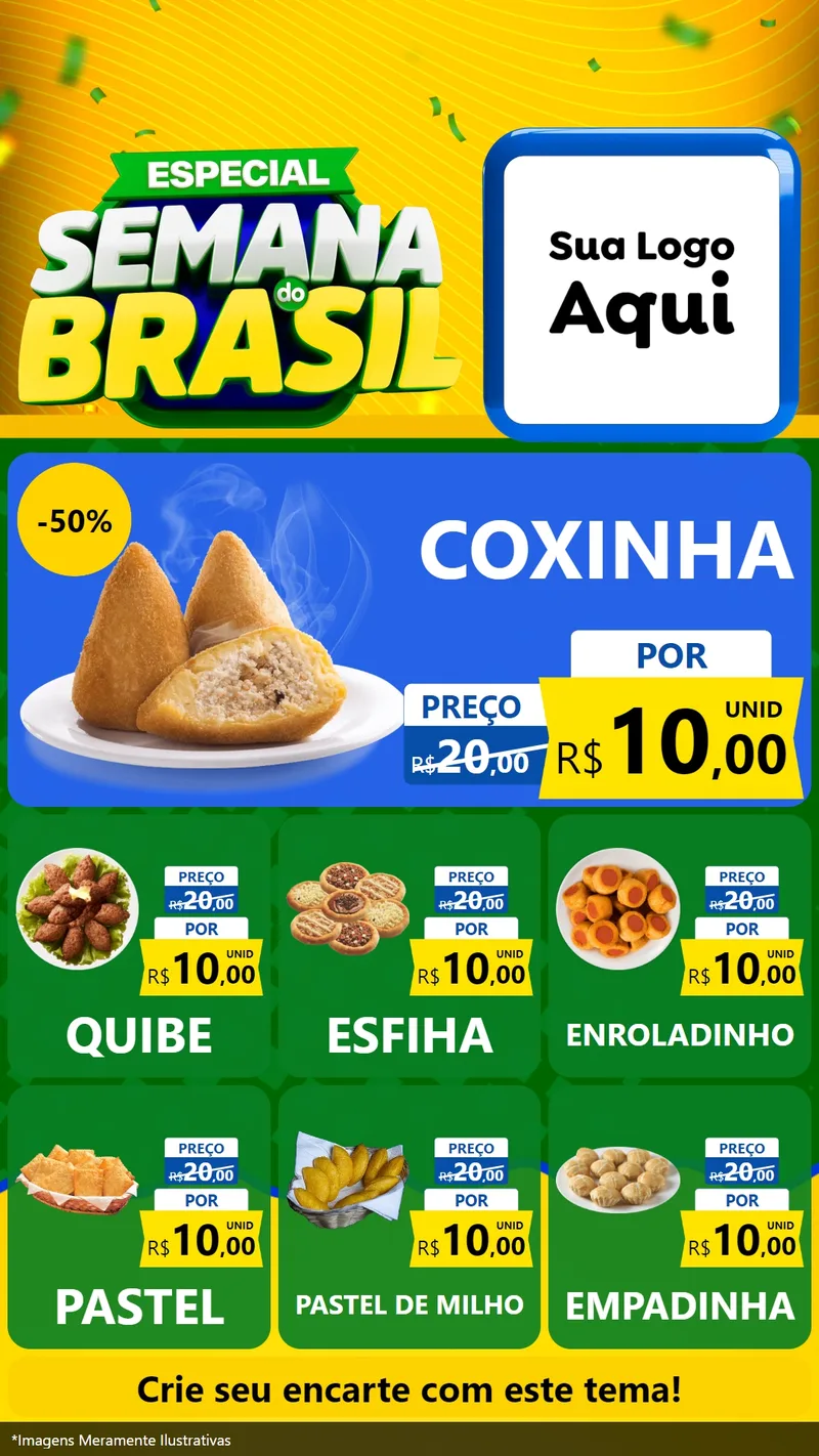 Modelo de Rede Social para Stories com o tema Especial Semana do Brasil para Salgadaria