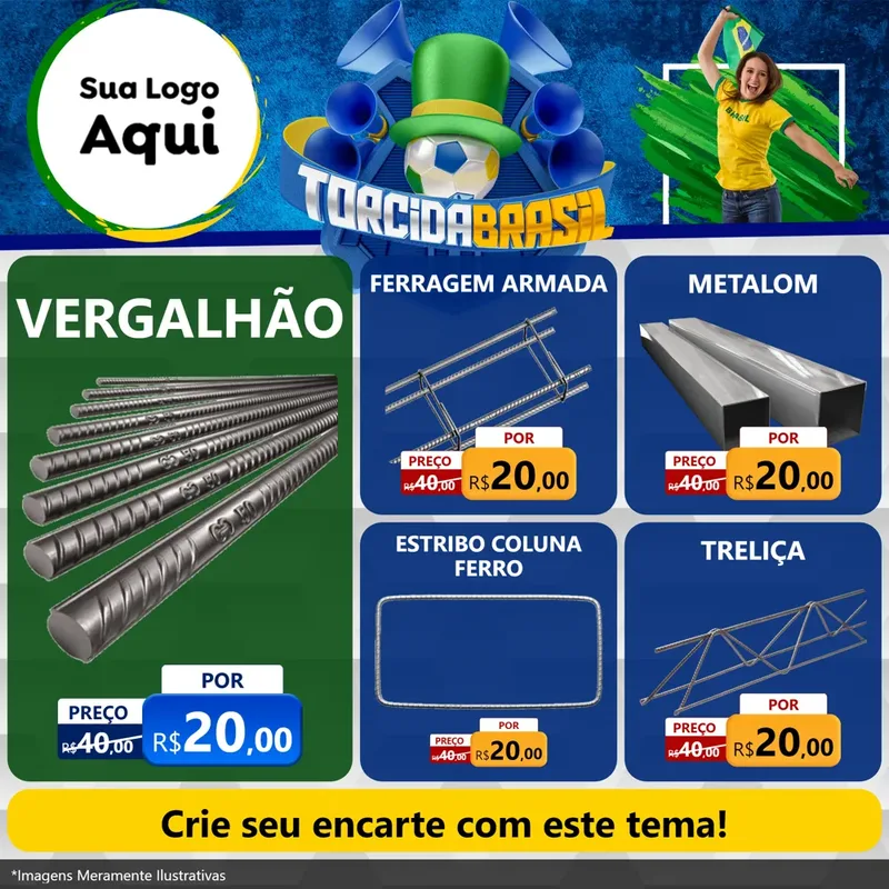 Modelo de Rede Social para Feed Facebook com o tema Torcida Brasil - Copa para Ferragens