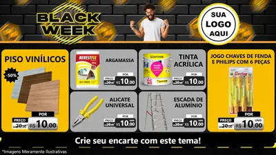 Modelo de TV para TV Horizontal com o tema Black Week para Material para Construção