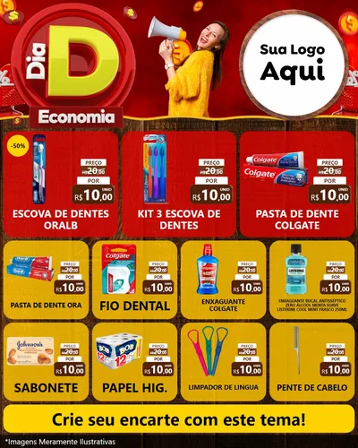 Modelo de Rede Social para Feed Instagram com o tema Dia D Economia para Higiene Pessoal
