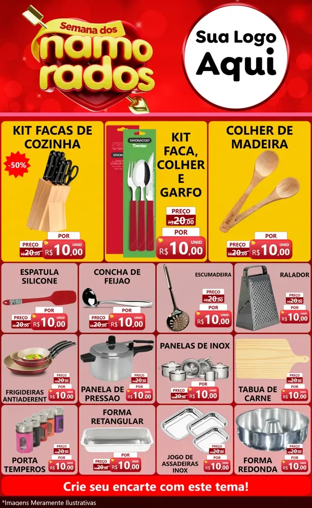 Modelo de Encarte para Encarte Grande com o tema Semana dos namorados para Utilidades Domésticas