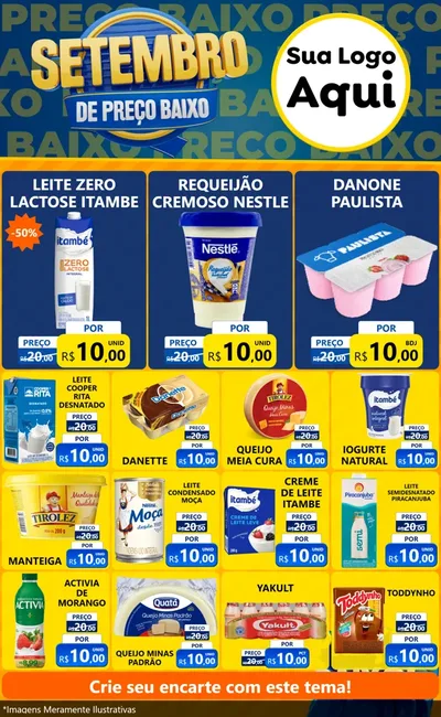 Modelo de Encarte para Encarte Grande com o tema Setembro De Preço Baixo para Frios e Laticínios