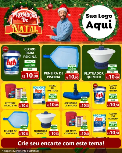 Modelo de Rede Social para Feed Instagram com o tema Promoção de Natal para Produtos para Piscina