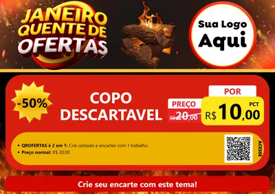 Modelo de Cartaz para Cartaz A4 Horizontal com o tema Janeiro Quente de Ofertas para Embalagens