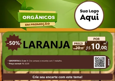 Modelo de Cartaz para Cartaz A4 Horizontal com o tema Orgânicos em Promoção para Hortifrúti