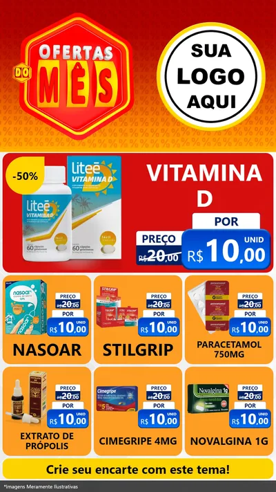 Modelo de Rede Social para Stories com o tema Ofertas do Mês para Farmácia