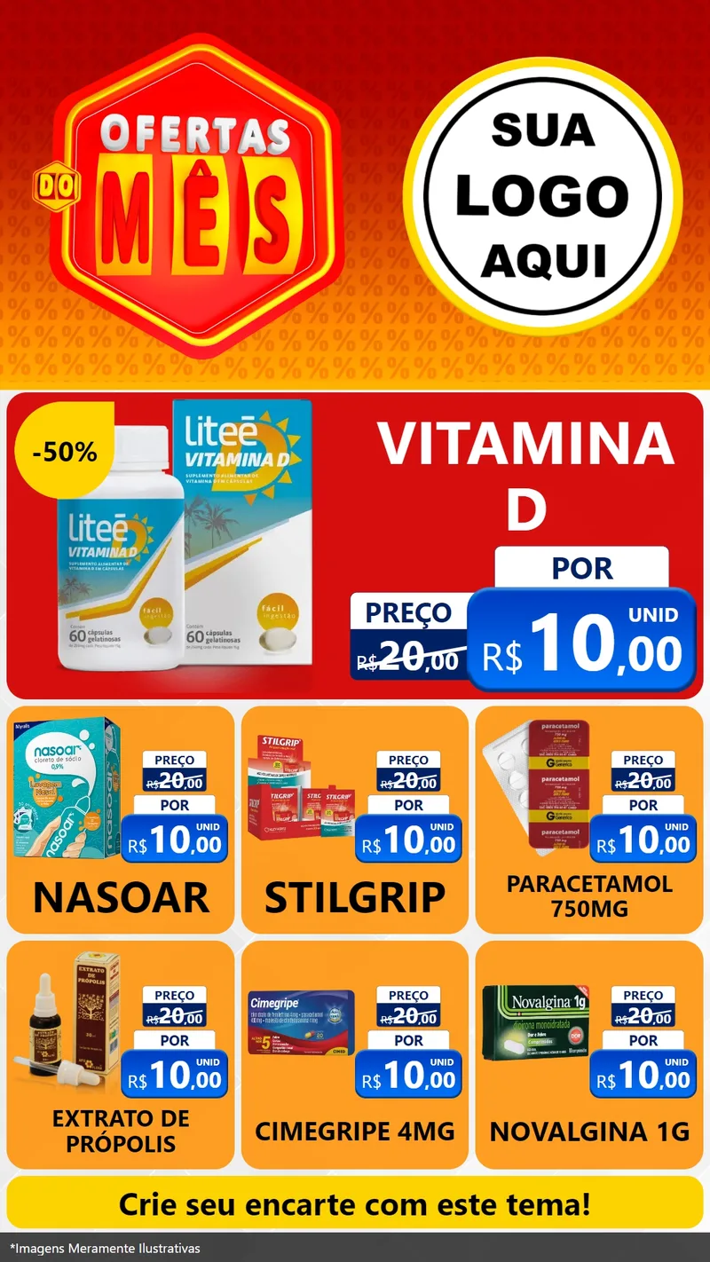 Modelo de Rede Social para Stories com o tema Ofertas do Mês para Farmácia