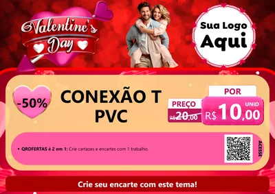 Modelo de Cartaz para Cartaz A4 Horizontal com o tema Valentine's Day para Tubos e conexões