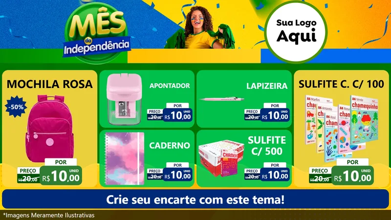 Modelo de TV para TV Horizontal com o tema Mês da Independência para Papelaria