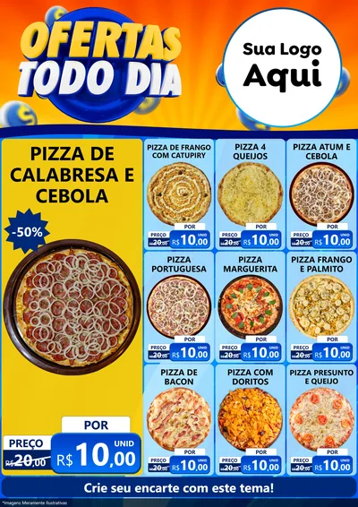 Modelo de Encarte para Encarte A4 Vertical com o tema Ofertas Todo Dia para Pizzaria