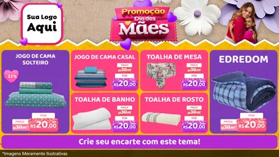 Modelo de TV para TV Horizontal com o tema Promoção Dia das Mães para Cama, Mesa e Banho