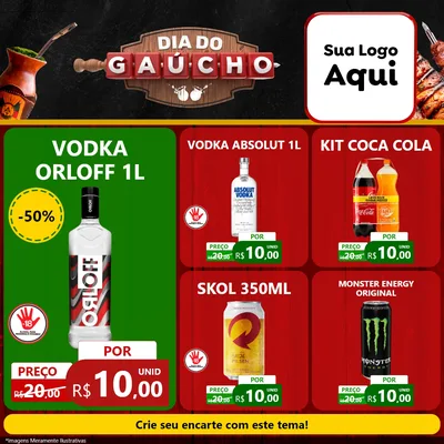 Modelo de Rede Social para Feed Facebook com o tema Dia do Gaúcho para Distribuidora de bebidas
