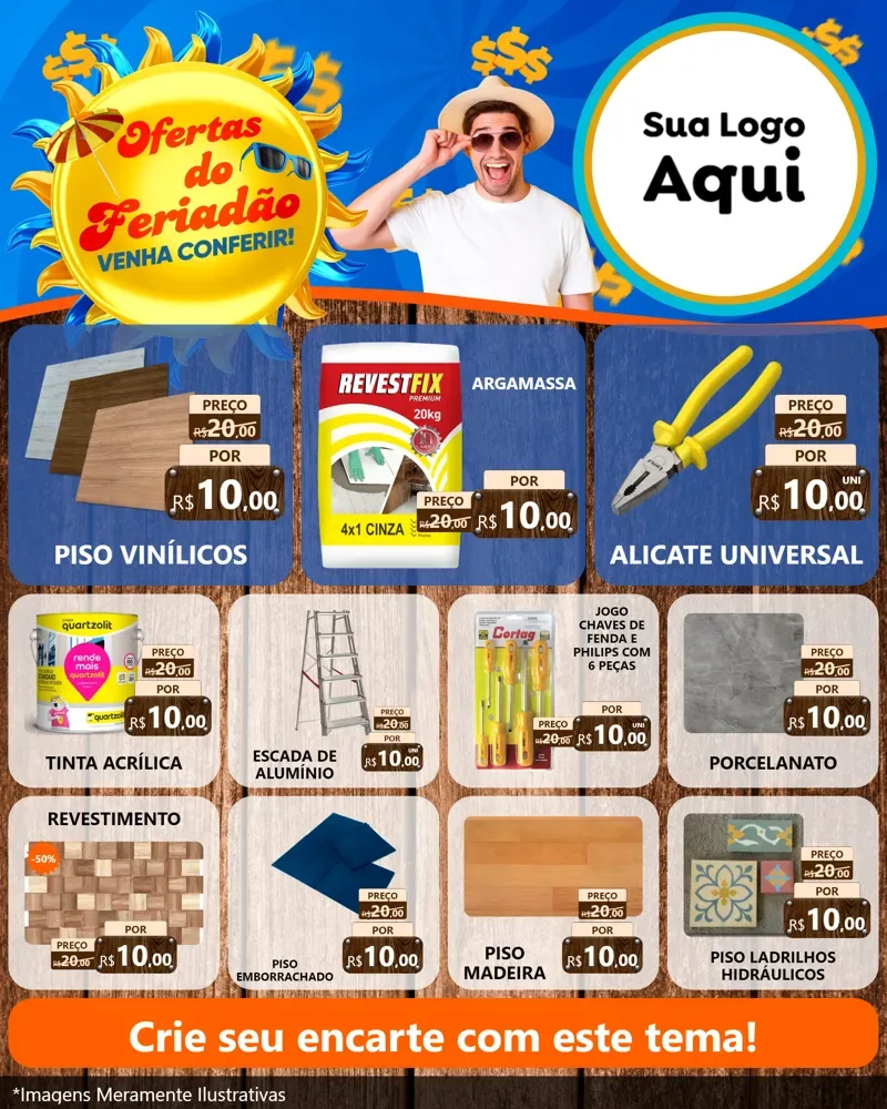 Modelo de Rede Social para Feed Instagram com o tema Ofertas do Feriadão para Material para Construção