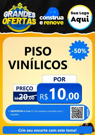 Modelo de Cartaz para Cartaz A4 Vertical com o tema Grandes Ofertas - Material de Construção para Material para Construção