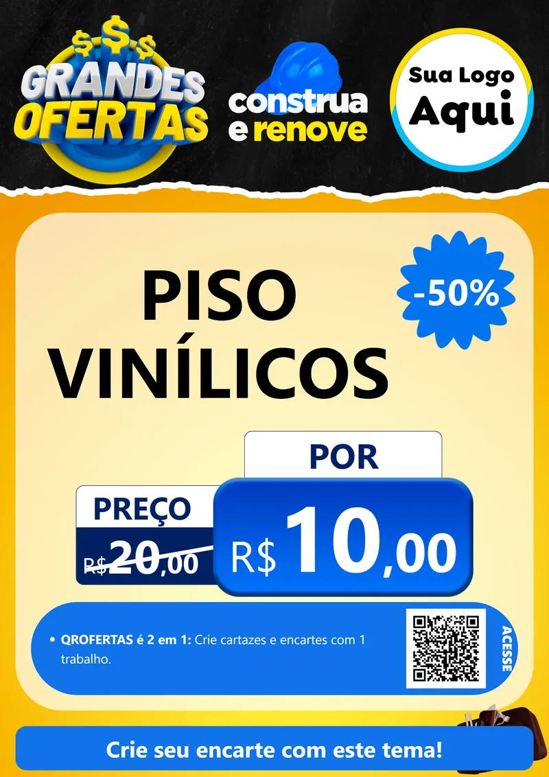 Modelo de Cartaz para Cartaz A4 Vertical com o tema Grandes Ofertas - Material de Construção para Material para Construção
